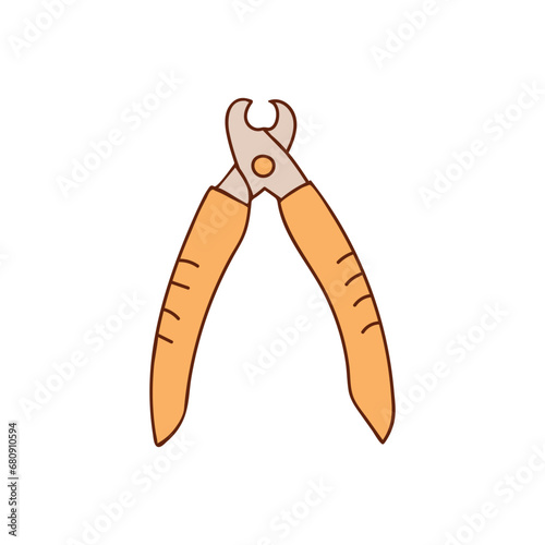 Pet claw clippers colorful doodle illustration in vector