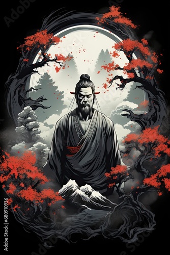 Japanese Zen Design  Professional tshirt design vector