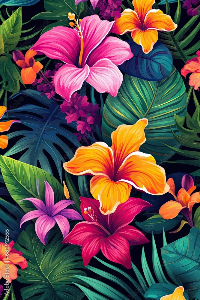 Tropical Paradise: Vibrant tropical flora and fauna for a vacation vibe. Professional tshirt design vector Tropical Paradise: Vibrant tropical flora and fauna for a vacation vibe. Professional tshirt design vector