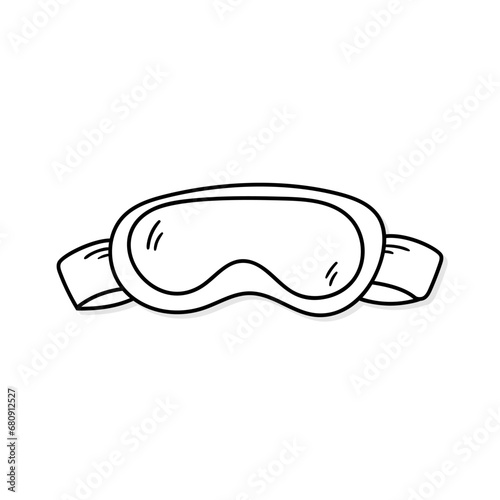 Ski goggle vector icon in doodle style. Symbol pigskin in simple design. Cartoon object hand drawn isolated on white background.