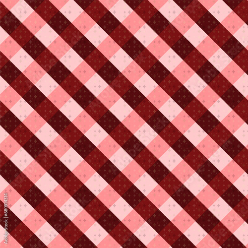 Check Plaid Seamless, in Famingo Pink, White, Black Tartan Simple Windowpane Classic Line Grid Pattern