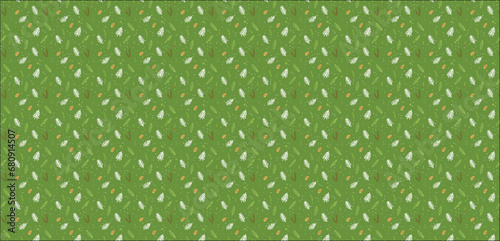 green grass background, vector pattern Green Christmas seamless pattern for festival background design. Winter sale fair branding. New Year seasonal celebration greeting card. Pine cone xmas branches 