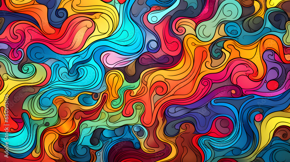 seamless pattern with colored waves