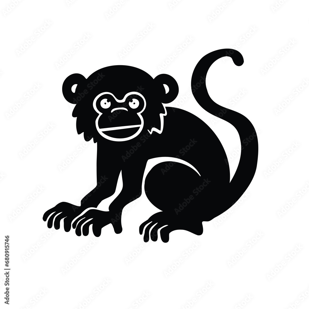 Fototapeta premium Monkey marmoset silhouette, symbol, vector illustration eps 10