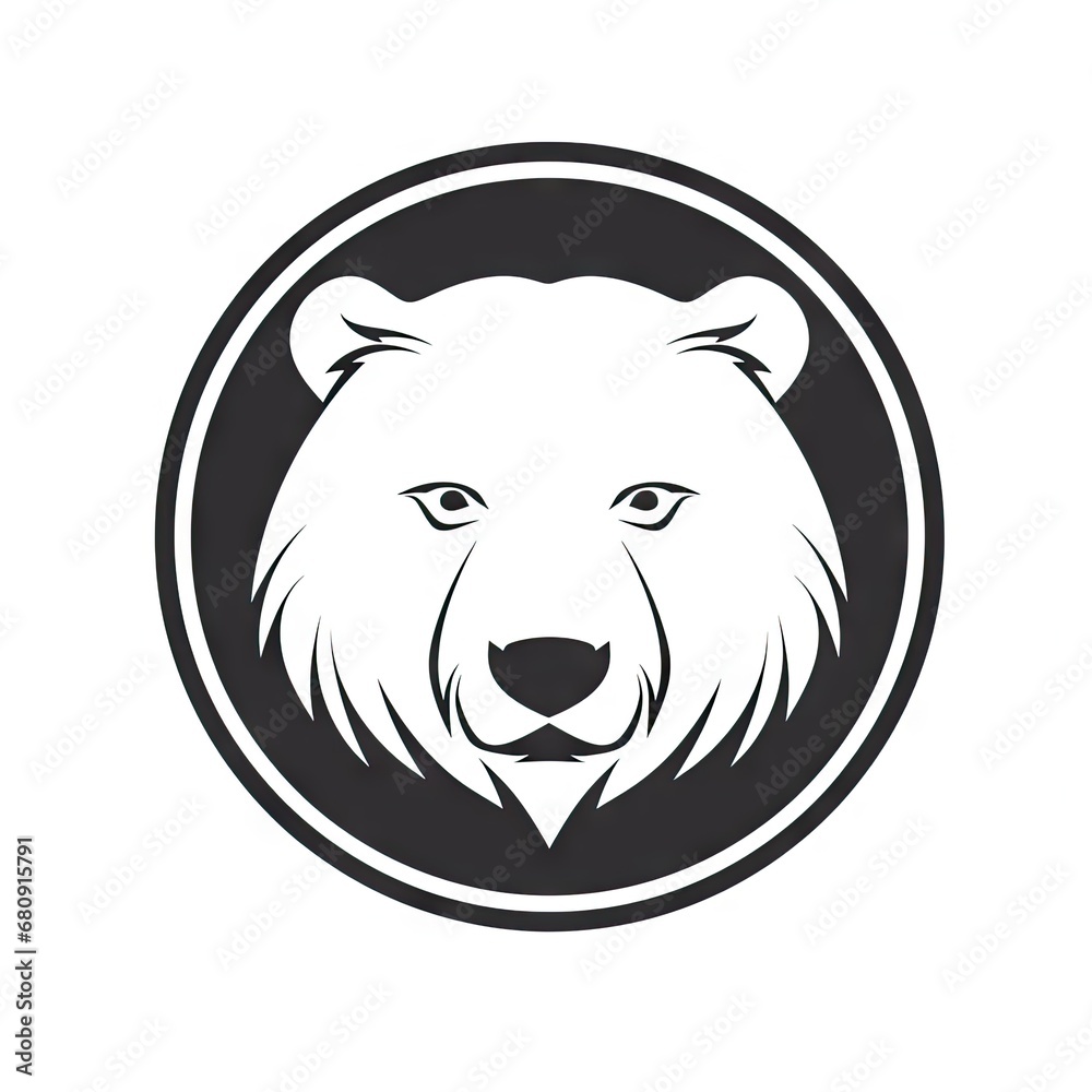 Bear Head Icon, Grizzly Portrait, Minimal Bear Logo