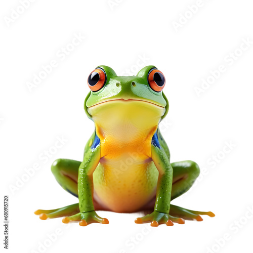Vivid Tree Frog Poised Elegantly, High-Resolution Image Perfect for Print on Demand Products, Captivating Wildlife Subject for POD Apparel and Decor