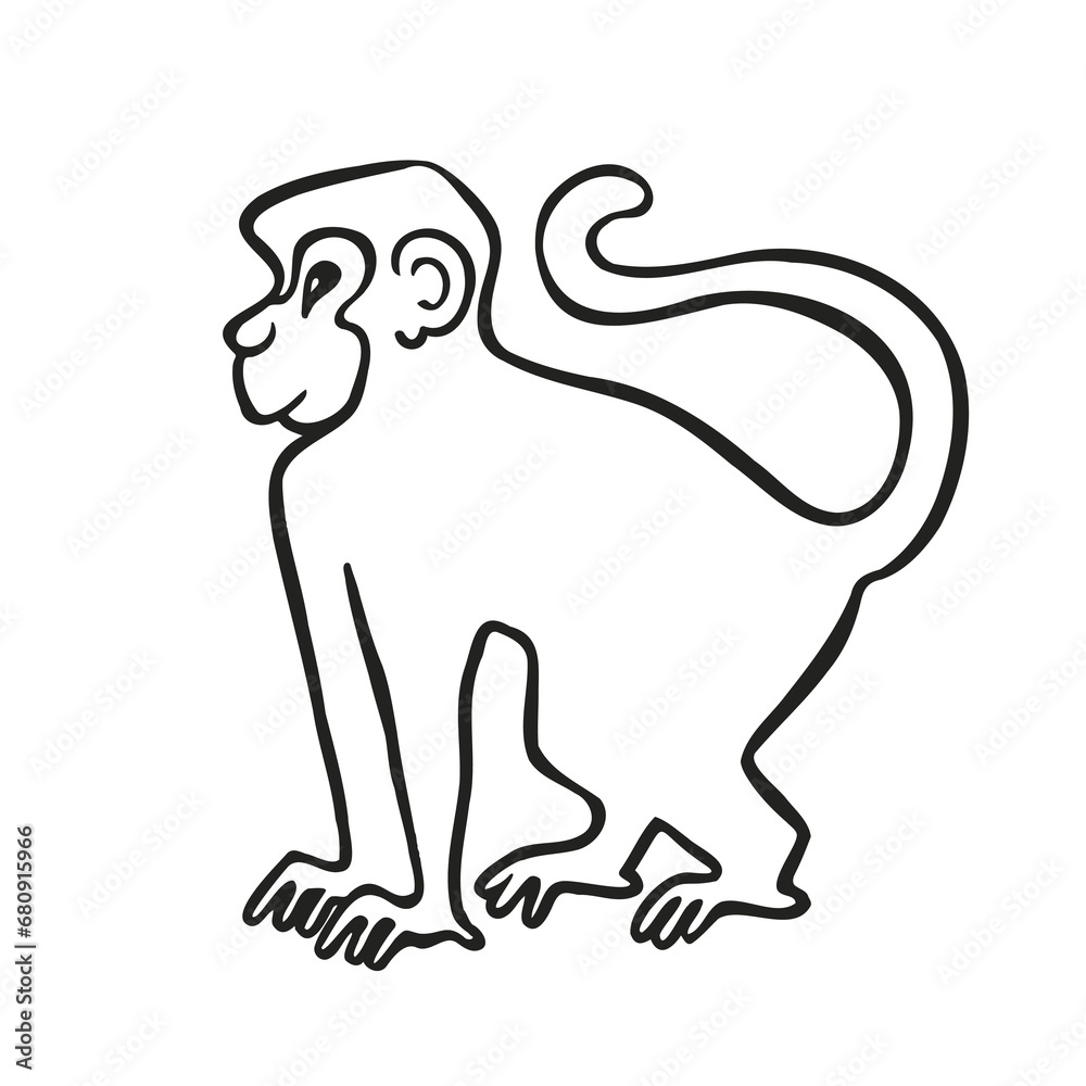 Monkey line, symbol, vector illustration eps 10