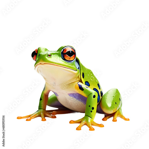 Vivid Tree Frog Poised Elegantly, High-Resolution Image Perfect for Print on Demand Products, Captivating Wildlife Subject for POD Apparel and Decor