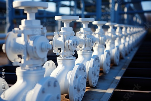 Valves of water or chemical pipeline in industrial plant