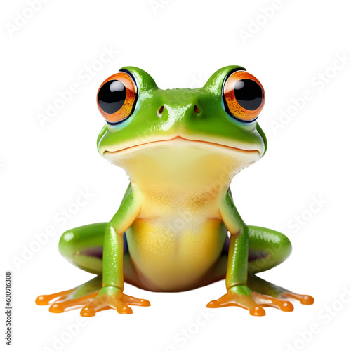 Vivid Tree Frog Poised Elegantly, High-Resolution Image Perfect for Print on Demand Products, Captivating Wildlife Subject for POD Apparel and Decor
