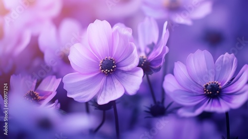 large purple flowers in nature  close up marco  elegant gentle natural flower background  copy space  16 9