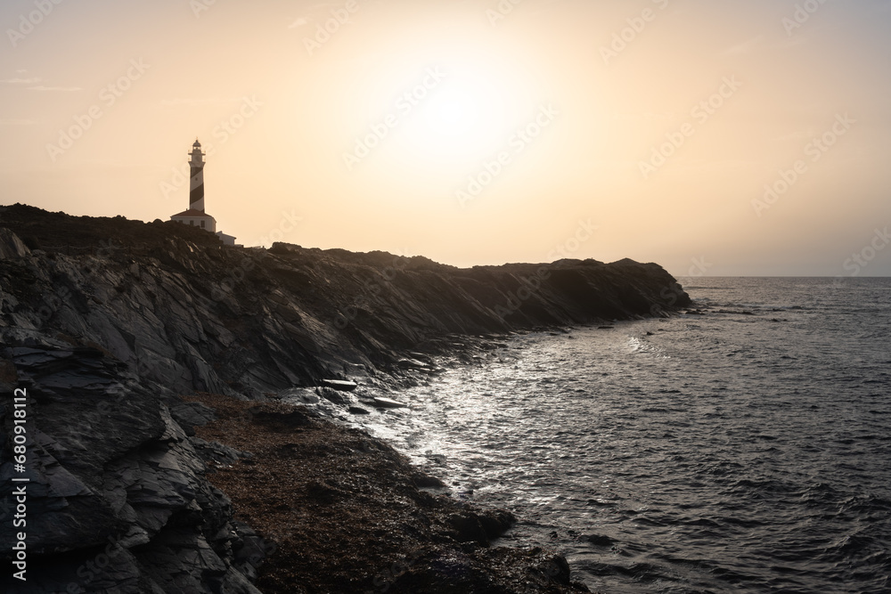 Favaritx lighthouse in Menorca island, Spain