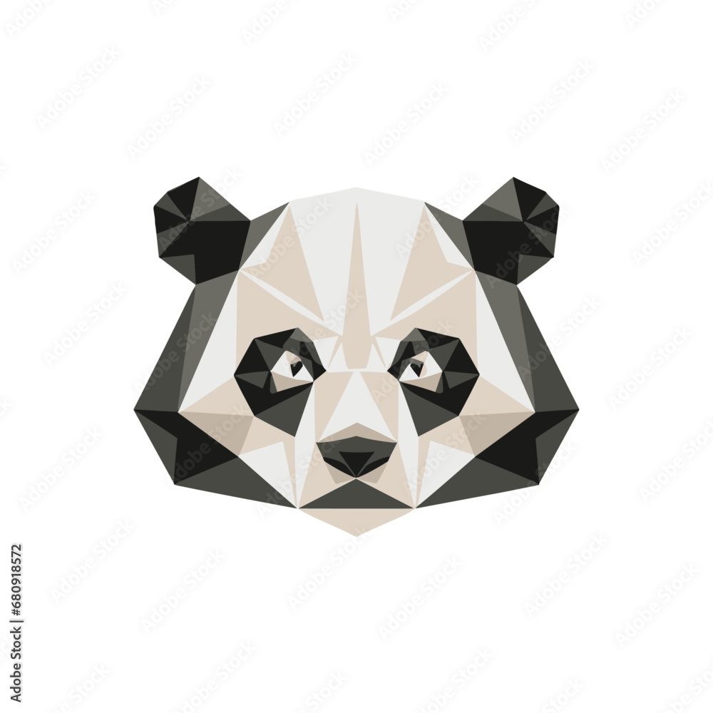 Basic Shape Design Panda Vetor de Vector-made geometric shapes graphic logo of a panda, suitable ...