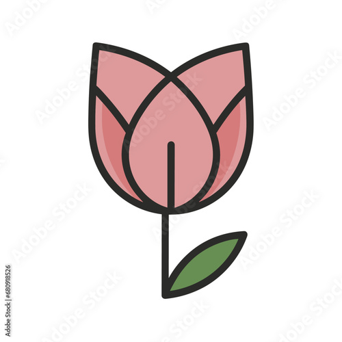 Minimal line art vector logo of a tulip, suitable for various digital and print applications. Available in EPS, SVG, PNG, and JPEG formats with transparent background. Modern, professional, and versat photo