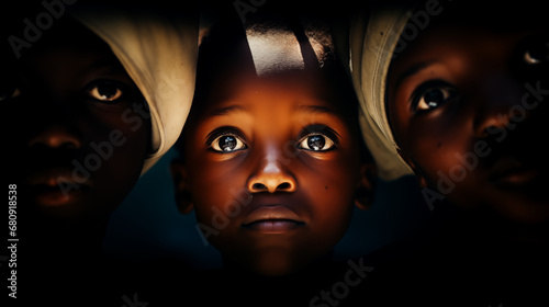 Intense Gaze of Haitian Orphan, Underfunded Orphanage Portrait