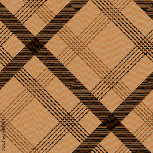 Diagonal Gingham Plaid Check Seamless Pattern in Black Brown Simple Tartan, Trendy Fashion Check Textures, Hipster Style Backgrounds. TimelessElegance