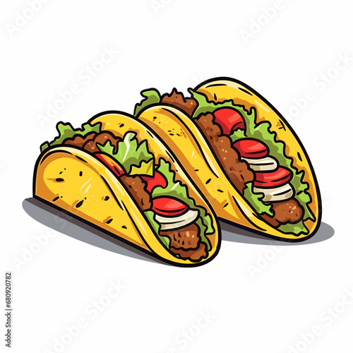 Tacos hand-drawn illustration. Mexican taco. Vector doodle style cartoon illustration