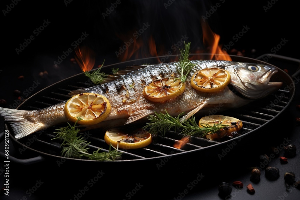 Fresh fish fried on a pan Fresh fish fried on a pan