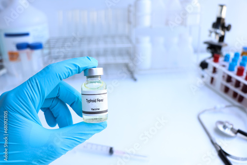 Typhoid Fever vaccine in a vial, immunization and treatment of infection
