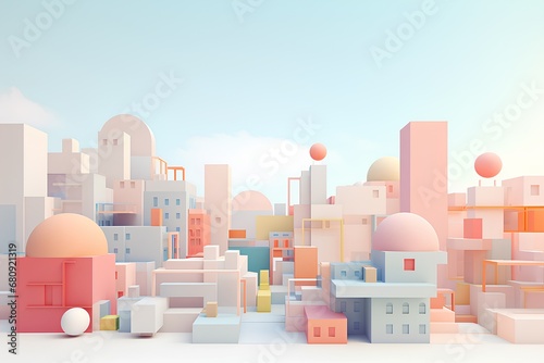 Fototapeta Naklejka Na Ścianę i Meble -  都会のイメージ(パステルカラー）-3