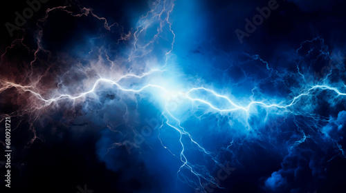 Electric blue energy sparks in a powerful display of electricity. 