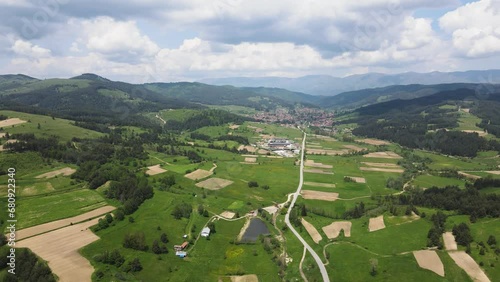 Aerial view of Sredna Gora Mountain near town of Koprivshtitsa, Sofia Region, Bulgaria photo