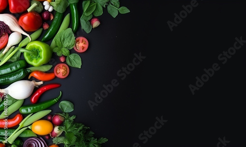 vegetables on simple black background