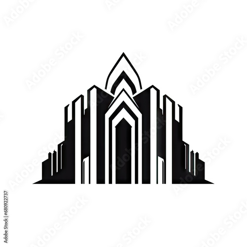 Futuristic Temple Icon Isolated  Brutalism Style  Modern Church Silhouette  Futuristic Castle  New Architecture