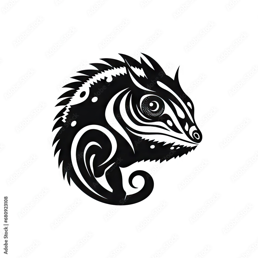 Chameleon Head Icon, Minimal Reptile Portrait, Lizard Symbol Chameleon Head Icon, Minimal Reptile Portrait, Lizard Symbol