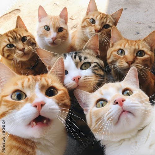 Selfie Cats, Funny Cat Taking Selfies, Kitten Look at Camera © artemstepanov