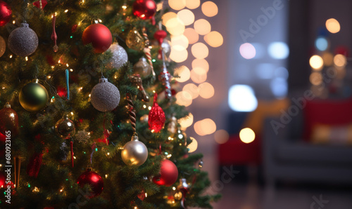 christmas tree lights with beautiful decoration
