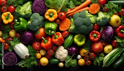  fresh  vegetables heap  background  top view  