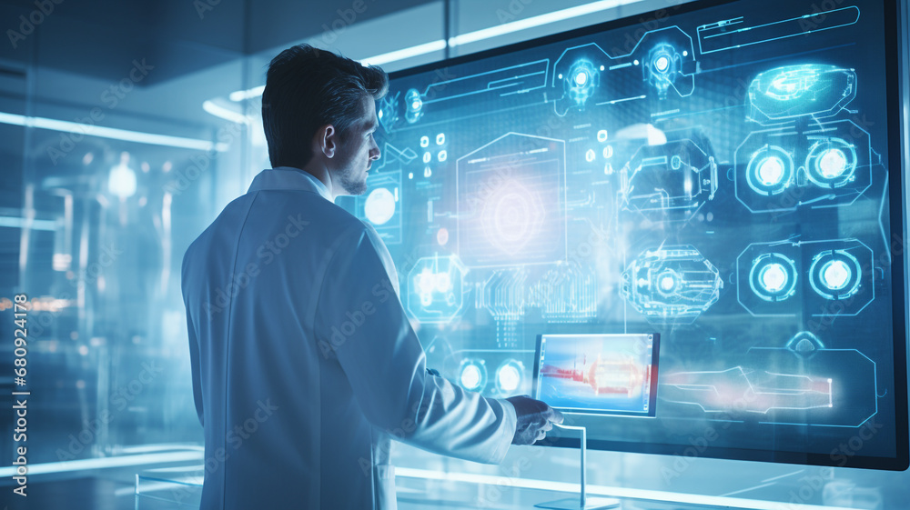 Scientists are working in a technology laboratory. Scientists are working in a technology laboratory.