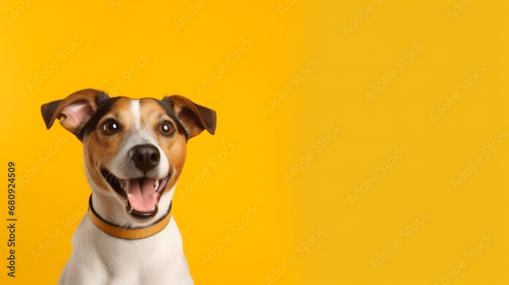 dog on yellow background dog on yellow background