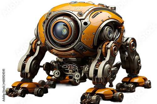 Vintage, retro robot isolated on a Transparent background. Generative AI