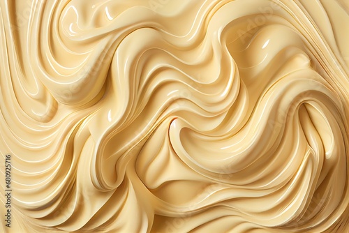 Melted Caramel Texture, Ice Cream Waves, Smooth Icecream Background, Silky Flowing Yogurt Mockup, Abstract Generative AI Illustration