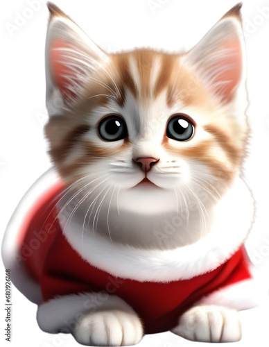 An image of a cute kitten with a Christmas theme  photo