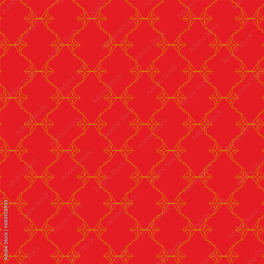 Geometric set of seamless red and gold patterns. Simpless vector graphics