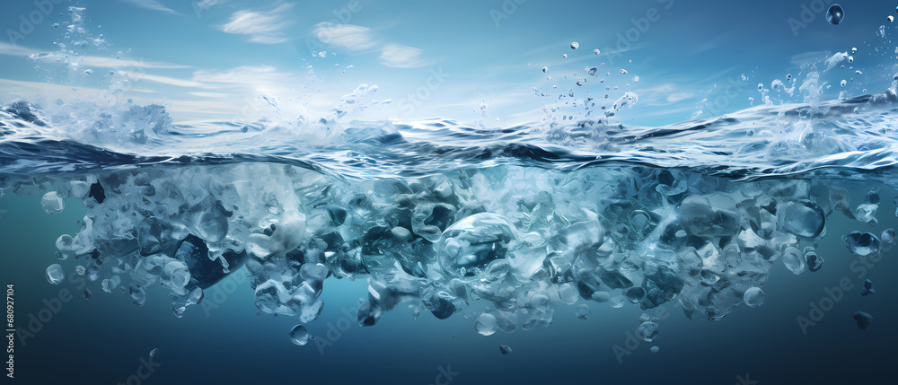 Beautiful water banner for decoration design, print, wallpaper, textile, interior design, poster.