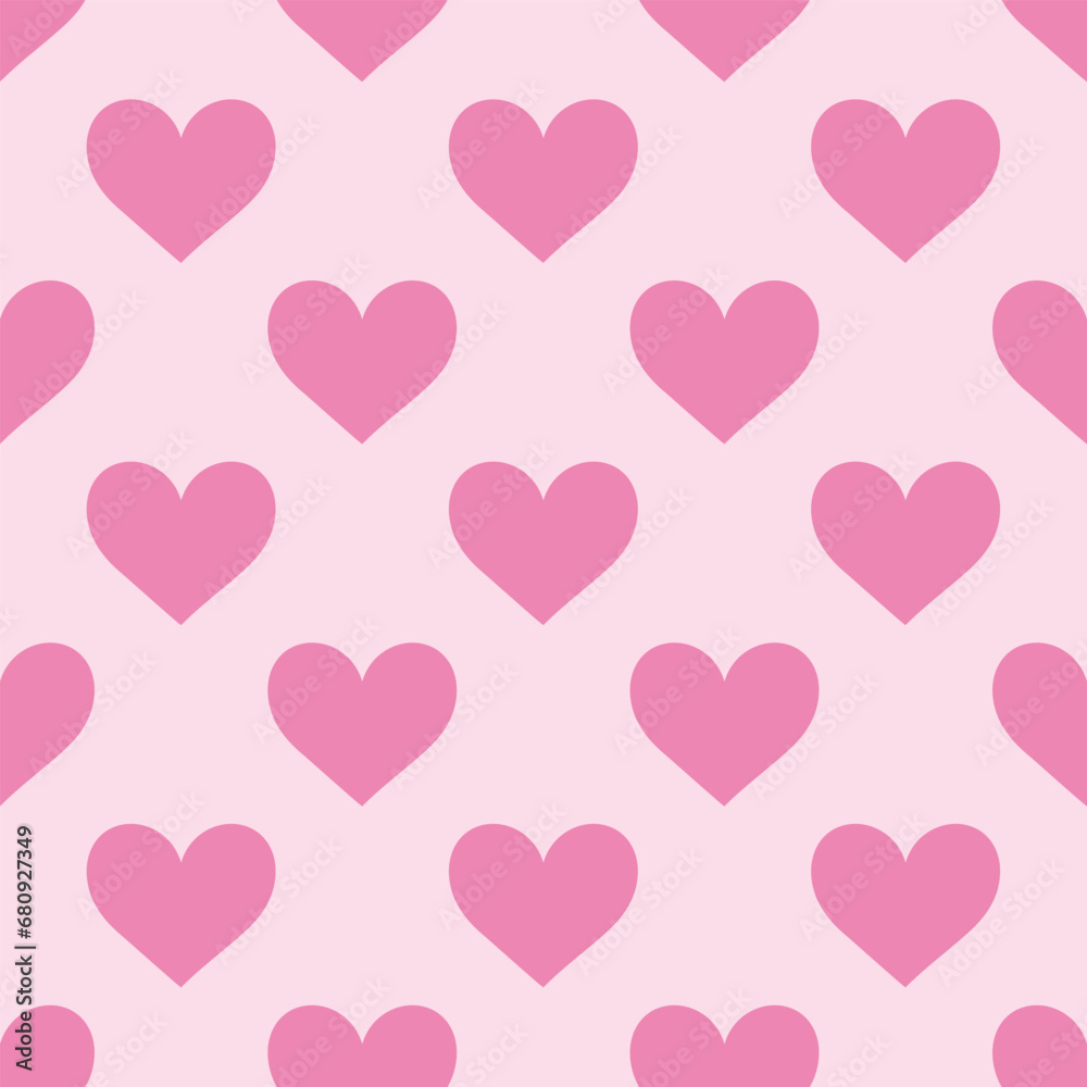 Seamless vector pattern with cute pink hearts. Y2k girly background. Valentine day concept. Template with love symbols for wrapping paper, wallpaper, cover, fabric design.