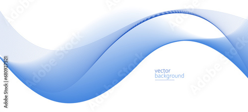 Flowing blue curve shape with soft gradient vector abstract background, relaxing and tranquil art, can illustrate health medical or sound of music.