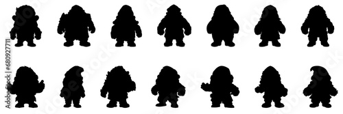 Dwarf silhouettes set, large pack of vector silhouette design, isolated white background