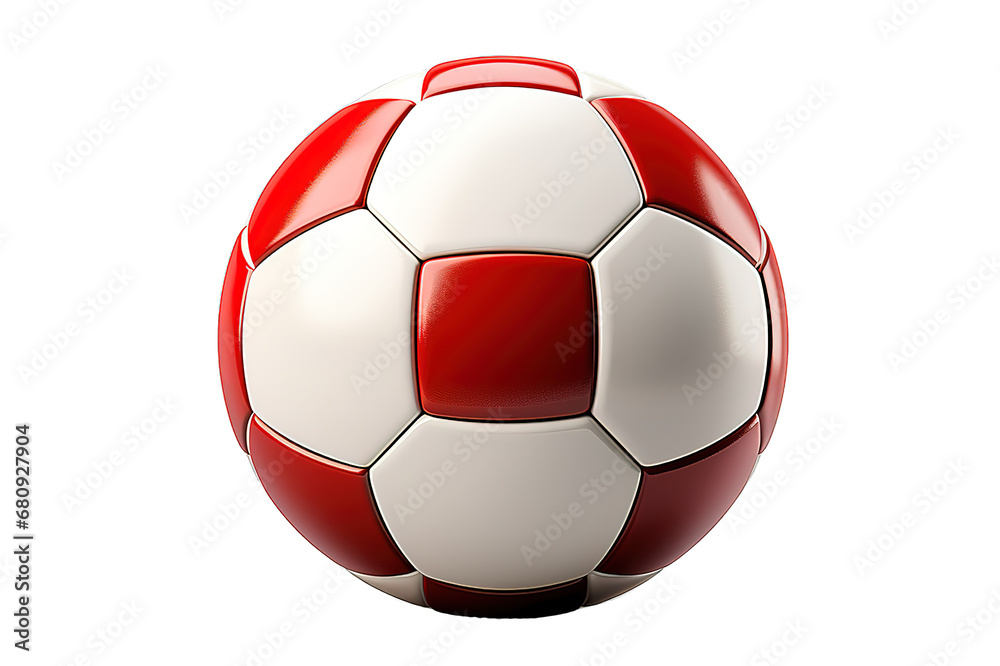Fototapeta premium Realistic red soccer ball isolated on a Transparent background. Generative AI