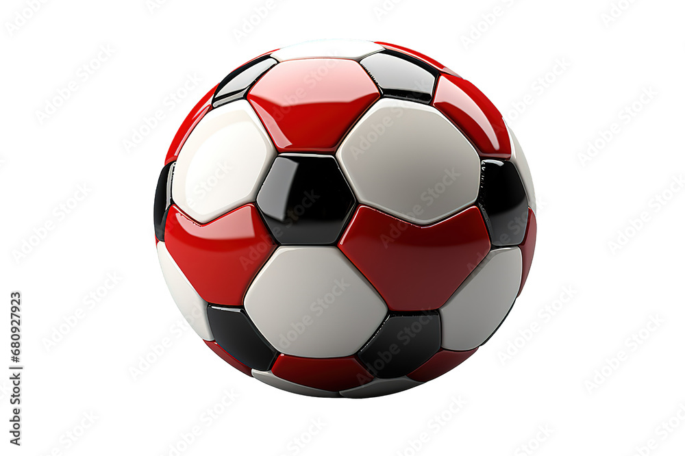 Fototapeta premium Realistic red soccer ball isolated on a Transparent background. Generative AI