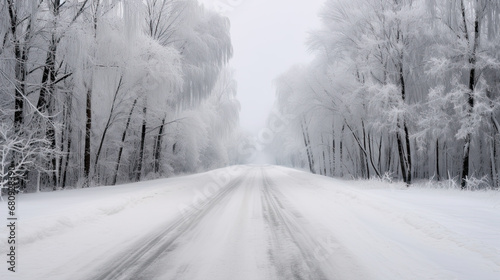 Winter landscape of snowy road