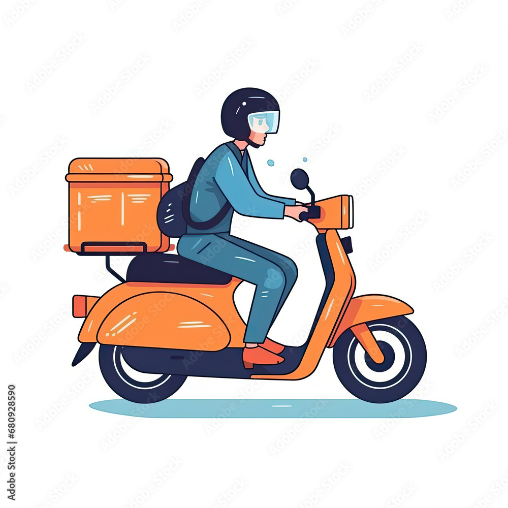 Delivery boy On the way concept Flat vector illustration daily activities working AI Generated Delivery boy On the way concept Flat vector illustration daily activities working AI Generated