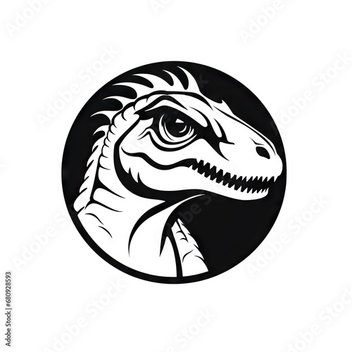 Dinosaur black icon on white background AI generative image