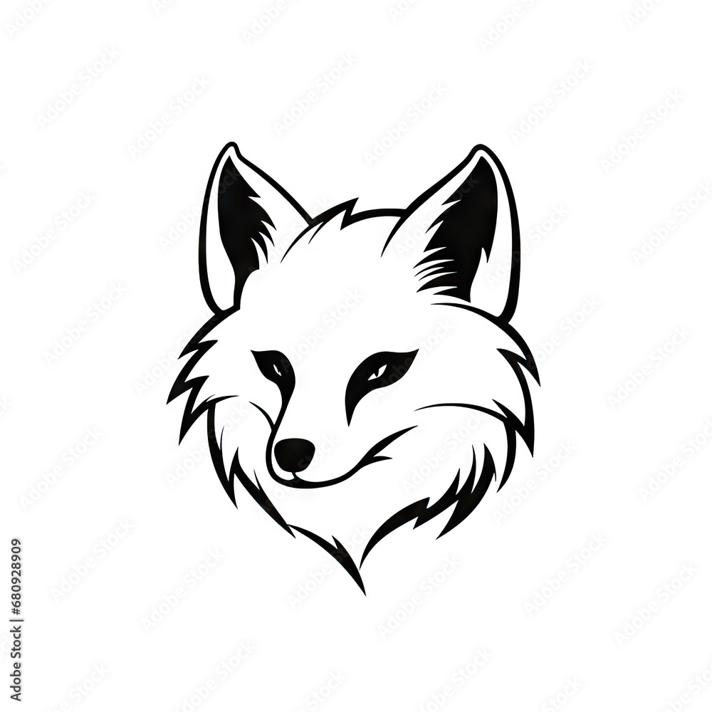 Fox Head Icon, Minimal Coyote Portrait, Vulpes Face Silhouette, Polar Fox Icon Fox Head Icon, Minimal Coyote Portrait, Vulpes Face Silhouette, Polar Fox Icon