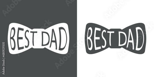 Día del Padre. Silueta de corbata de lazo con letras de best dad en texto manuscrito para su uso en felicitaciones y tarjetas