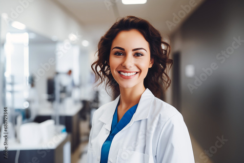 Smiling women dentist at work. Women dentist in her office. Work. AI. 